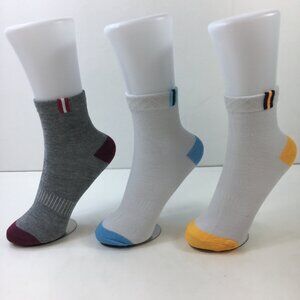 Womens Crew Socks Set 3 Gray White Blue Yellow Black